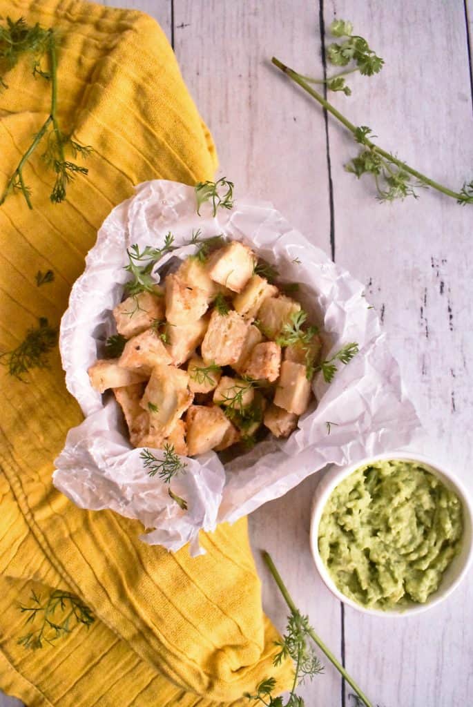 Yuca frita en la freidora de aire