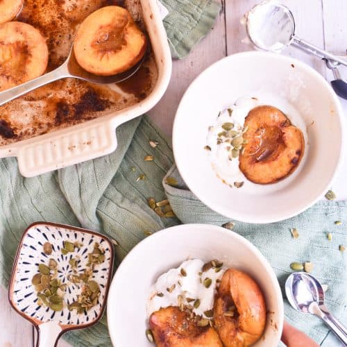 🍑Duraznos asados al horno: postre saludable y fácil